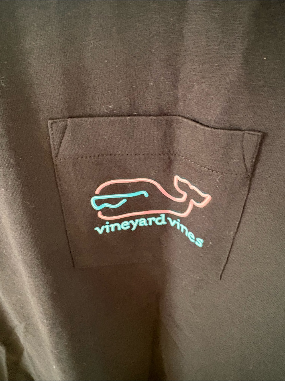 Vineyard Vines Black Short-Sleeve Pocket Tee with Neon Whale - Picture 5 of 7